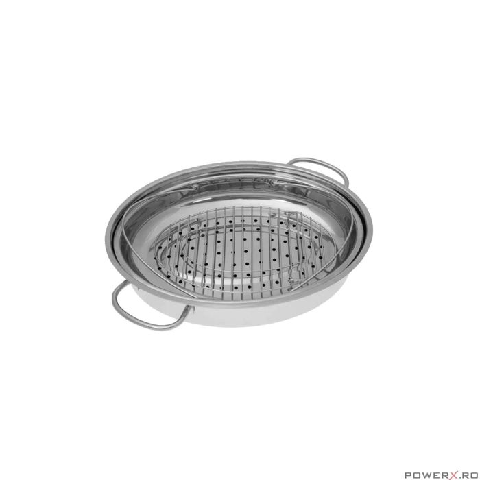 Tava pentru fiert la abur, din inox, cu capac, capacitate 5.8 litri,