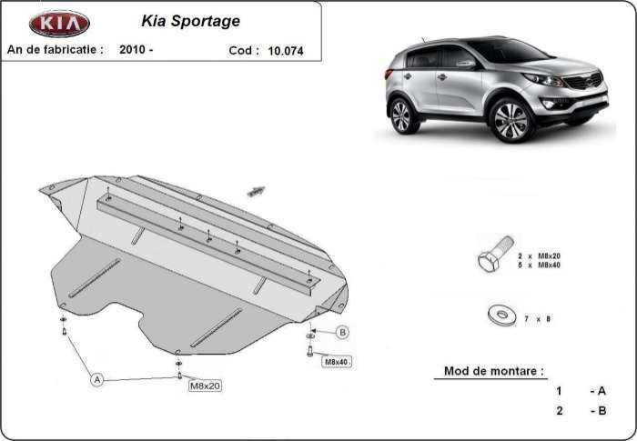 Scut metalic pentru motor Kia Sportage 2011-2015 - otel 2mm