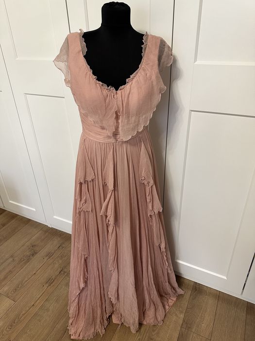 Rochie lunga ocazie dantela HM noua/Rochie roz  lunga ocazie/nunta