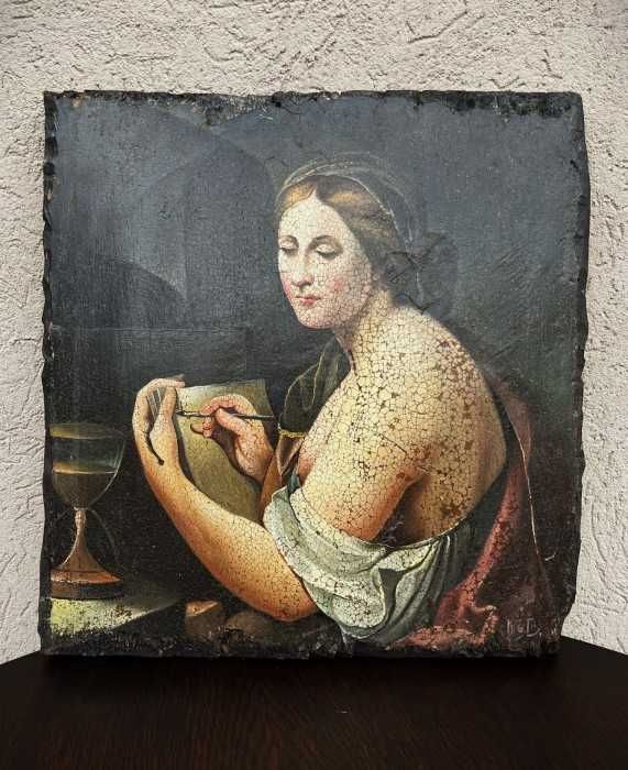 Superba pictura manuala-Tanara fata care scrie o scrisoare-Anglia