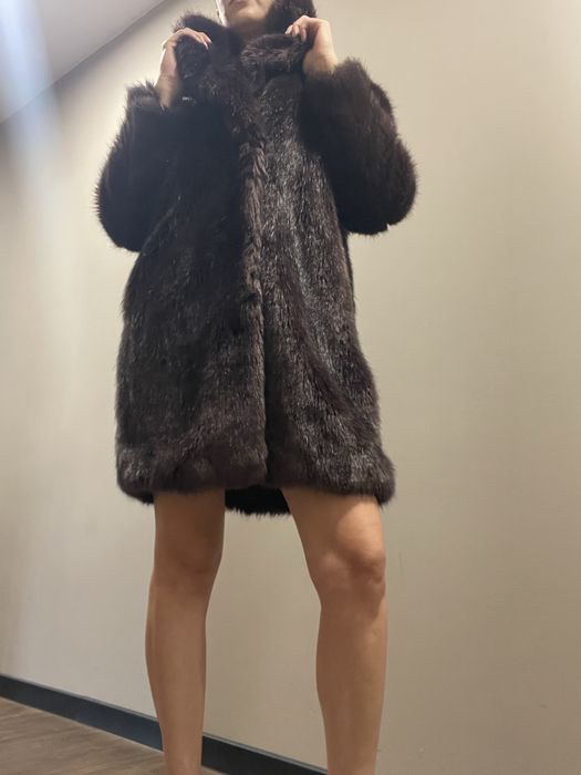 Палто с косъм Mango с подарък дънки Зара