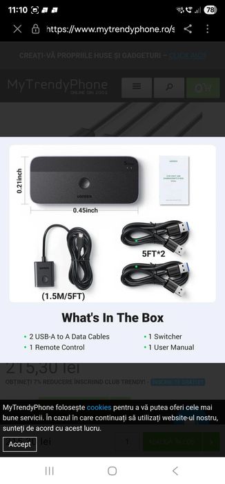 Ugreen USB 3.0 2-in-4 Switch 2x USB-A in, 3x USB-A + 1x USB-C out - Ne