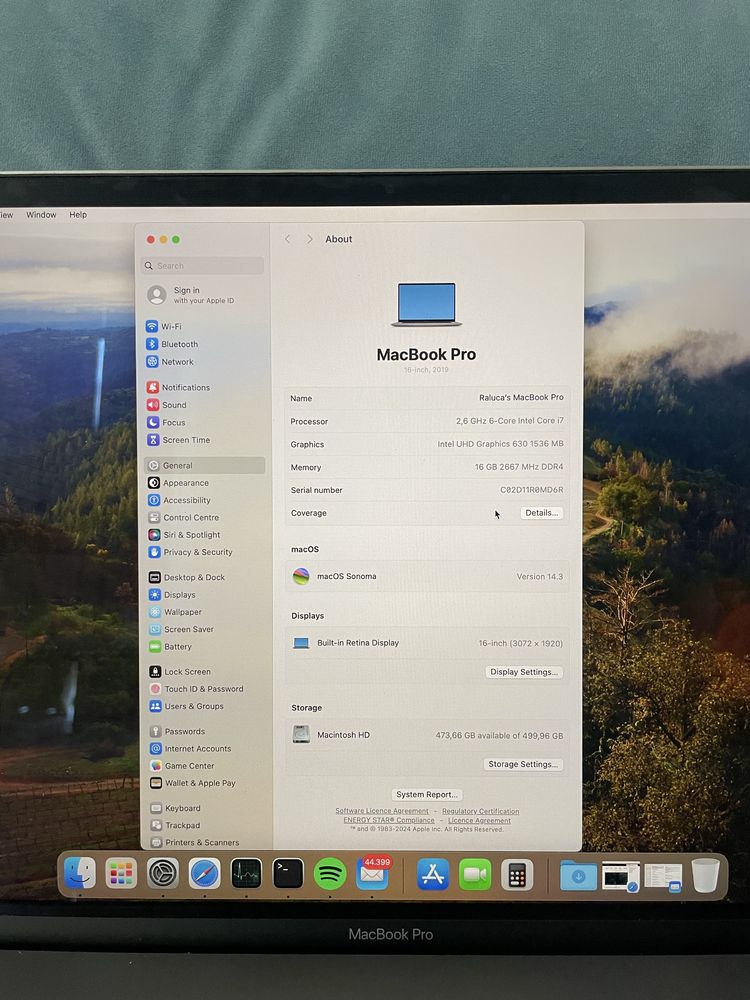 Macbook Pro 2019 16 inch i7 512 gb ssd 16 gb ram