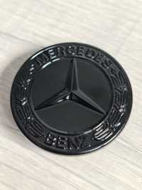 Emblema-Sigla-Logo-Capota-Mercedes-57mm-Full-Black-Negru-Lucios