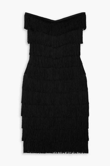 Rochie vintage Norma Kamali cu franjuri marimea 40