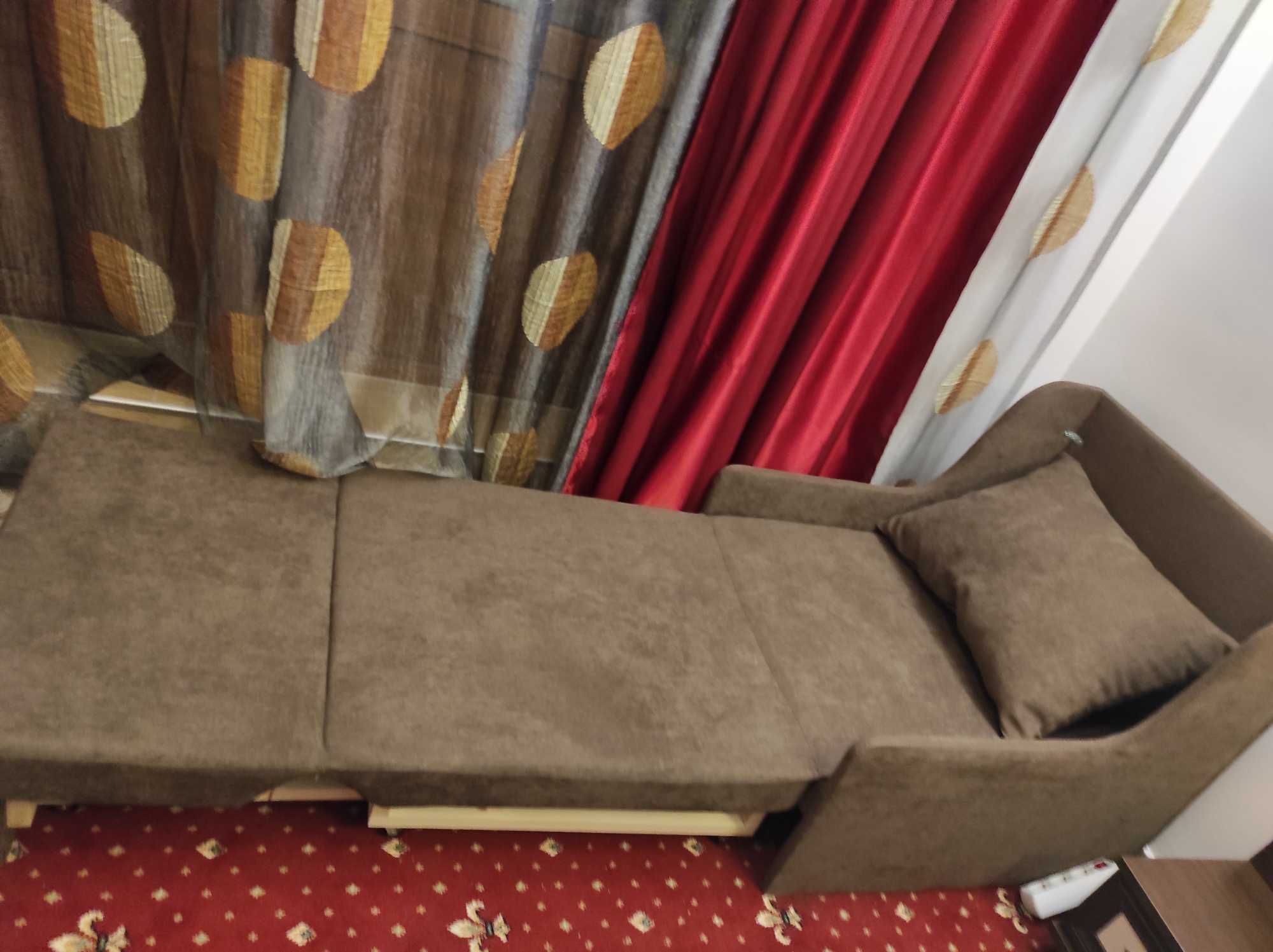 Фотьойл легло разтегателен кафяв единичен преносим мека мебел стол хол