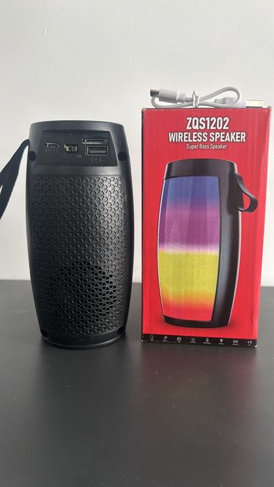 Boxa Portabila Bluetooth ZQS1202 15×7cm cu LED si incarcator