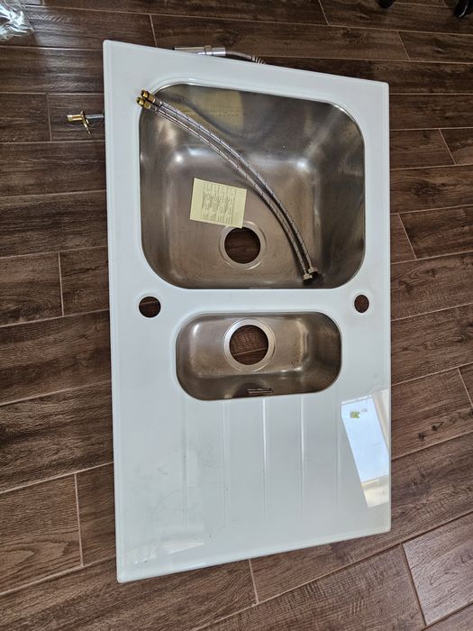 Chiuveta bucatarie ALVEUS Glassix 20,Sticla Alba 1 1/2 cuve, picurator