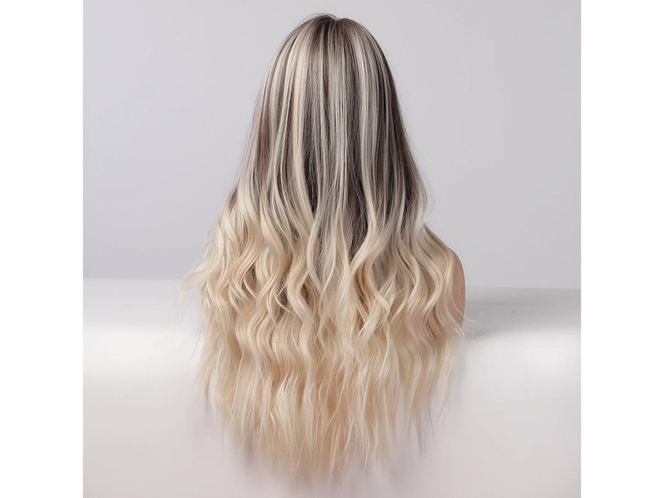 Омбре кафява перука с руси кичури