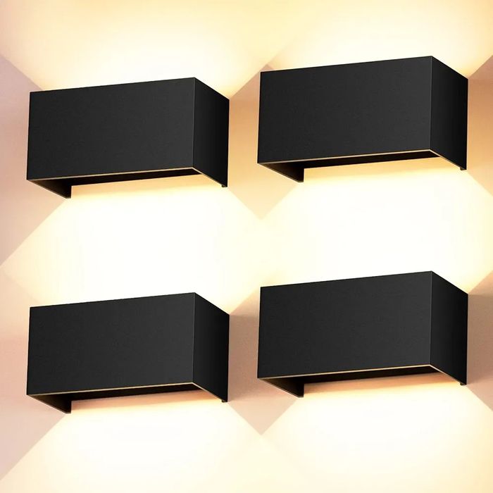 Комплект от 4×24 W LED стенни лампи за вътрешна/външна употреба, черни