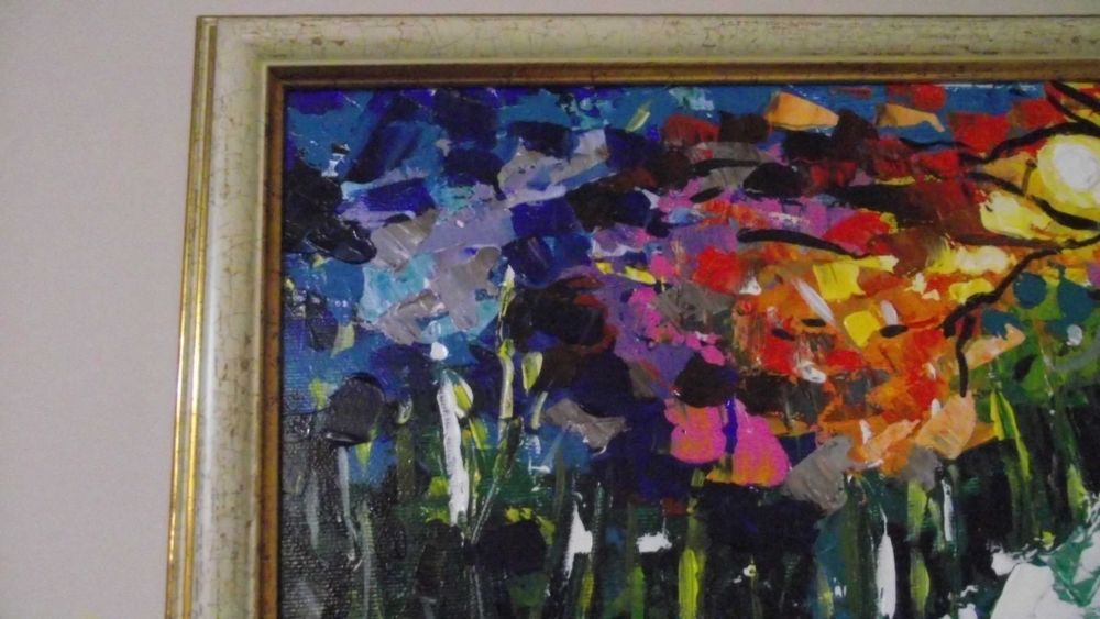 СТАРА картина - / Пейзаж - река на залез /- масло - Супер -