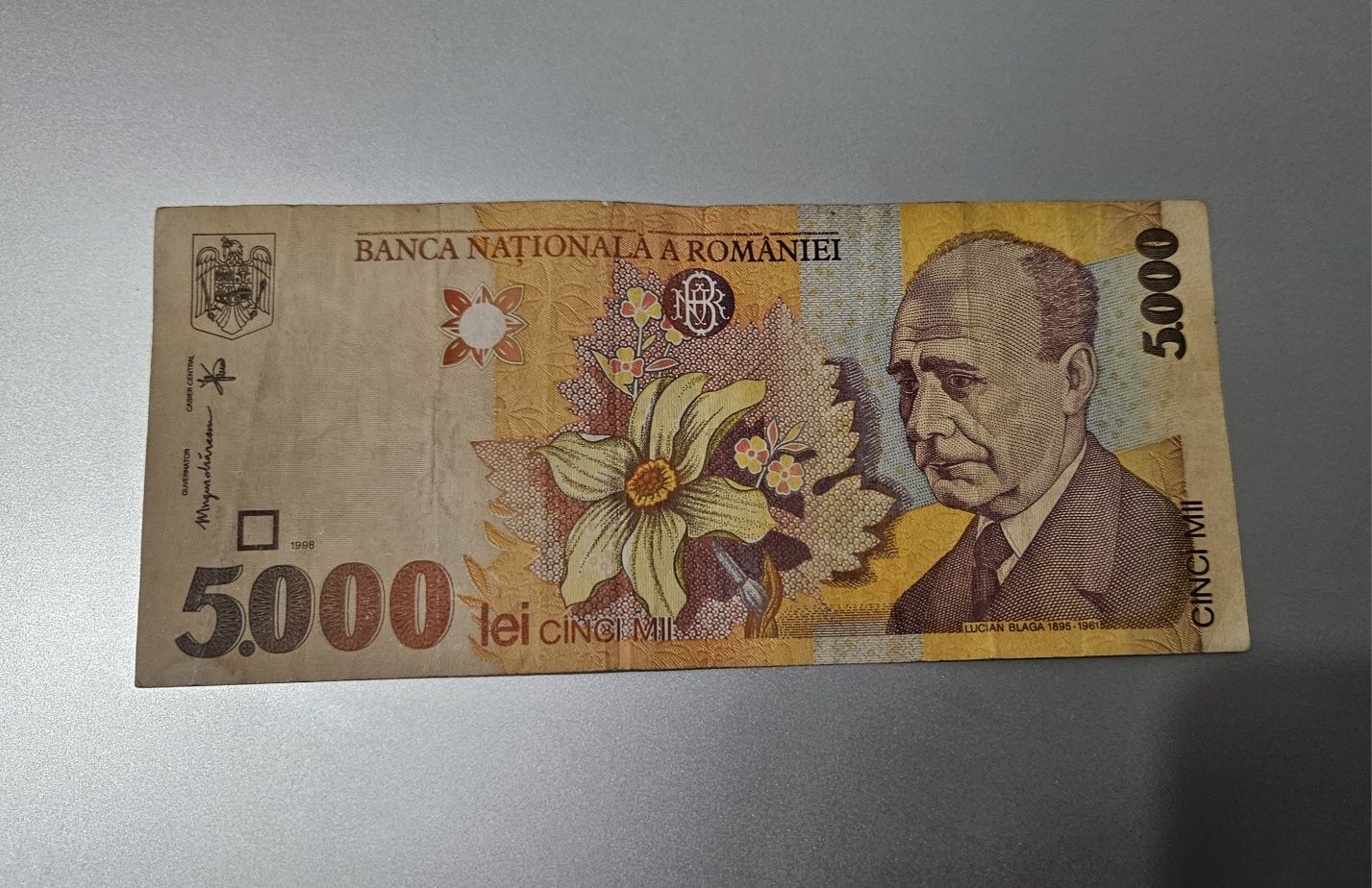 Bancnotă 5.000 lei Lucian Blaga veche 1998