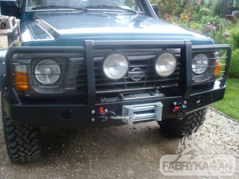 Bara fata metalica OFF ROAD bullbar si suport troliu Nissan Patrol Y60