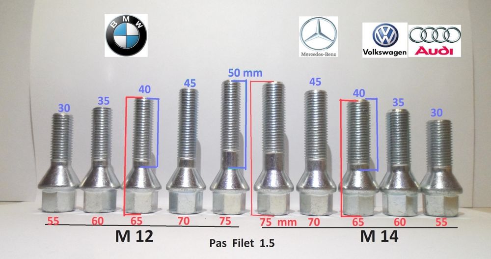 Set Prezoane Antifurt Vw - Audi M14 x 1.5