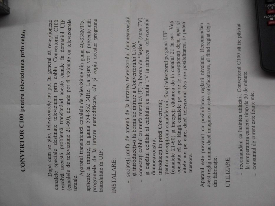 Convertor Televiziune Prin Cablu C100
