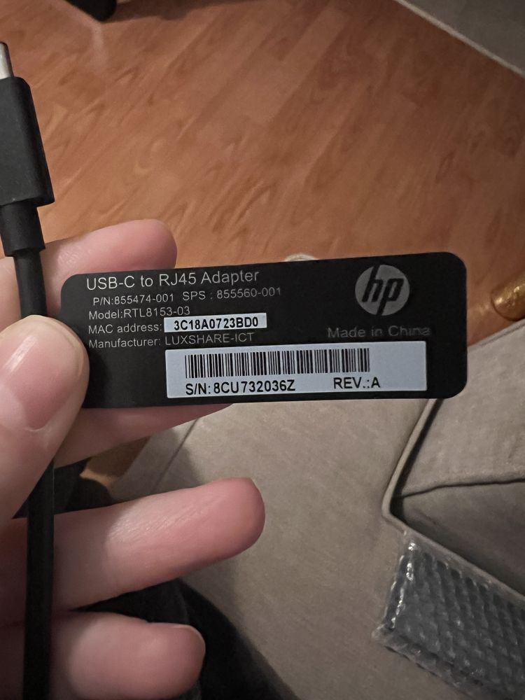 Adaptor, HP, USB-C/RJ45, Negru