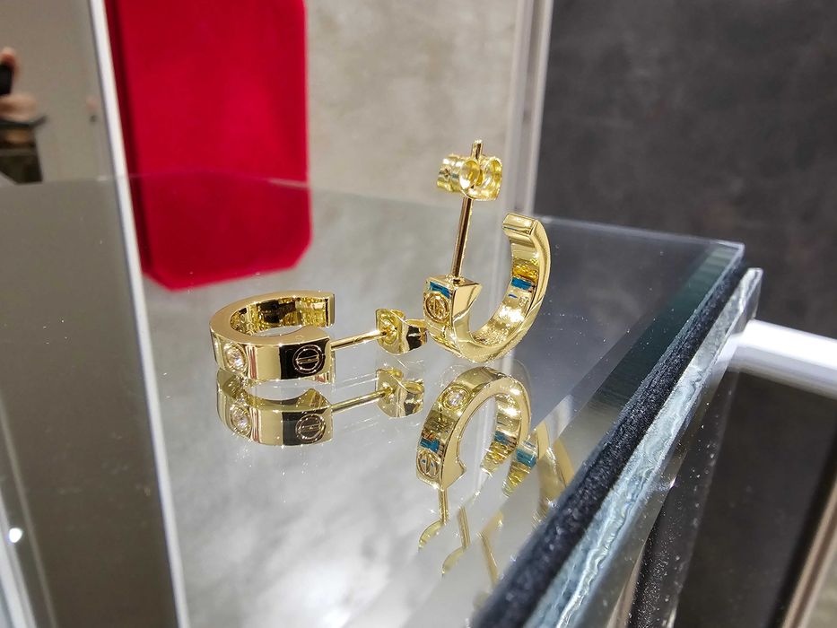 CARTIER Love Gold Hoop 2 Diamonds Дамски Обеци