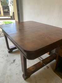 Старинна, разтегателна маса със 6 уникални стола