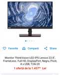Monitor ThinkVision Lenovo IPS LED,Full hd 1920x1080 250 cdm2 6ms HDMI