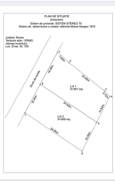 Parcela intravilan de vanzare cu utilitati in Ernei - 32.500 Euro