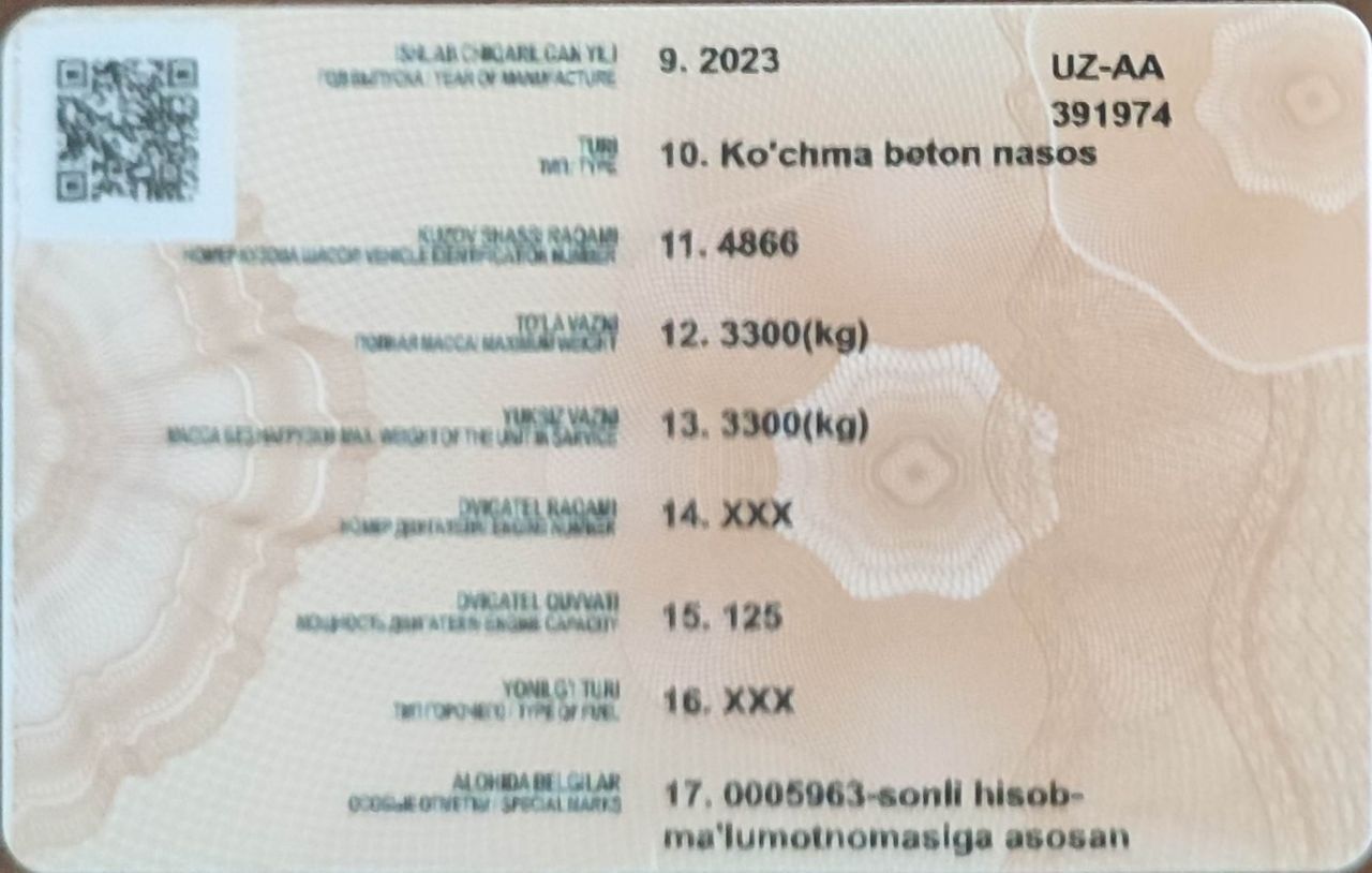 Beton nasos turbasi 100 metr soatiga 60m3 betonni chiqaradi