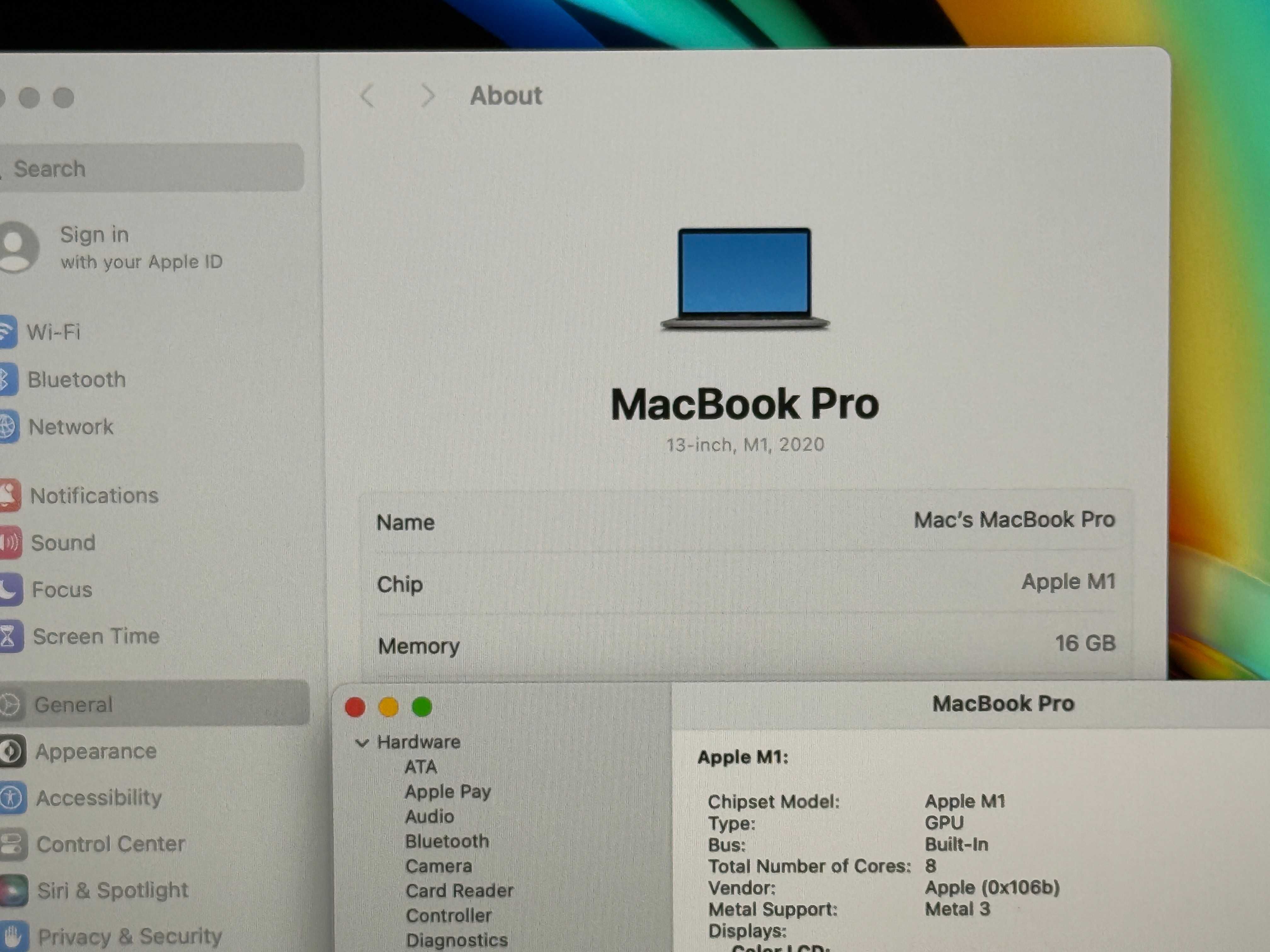 MacBook Pro 13 M1`8 Cpu/8 Gpu/16GB RAM/512GB SSD/Бат 18ч