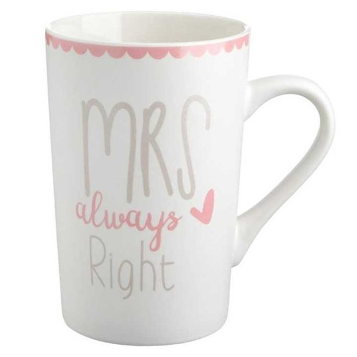 Set  pt cadou, cani cu mesaj mr right si mrs always right, 350 ml, Alb