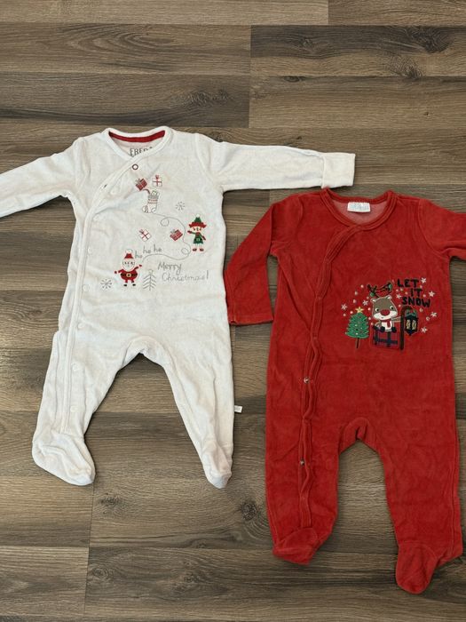 Salopete fetita cu print de Craciun marime 74