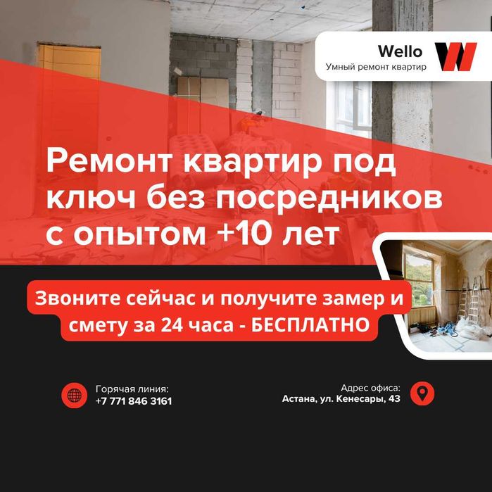 Ремонт квартир под ключ за 30 дней фиксированная смета, гарантия 1 год