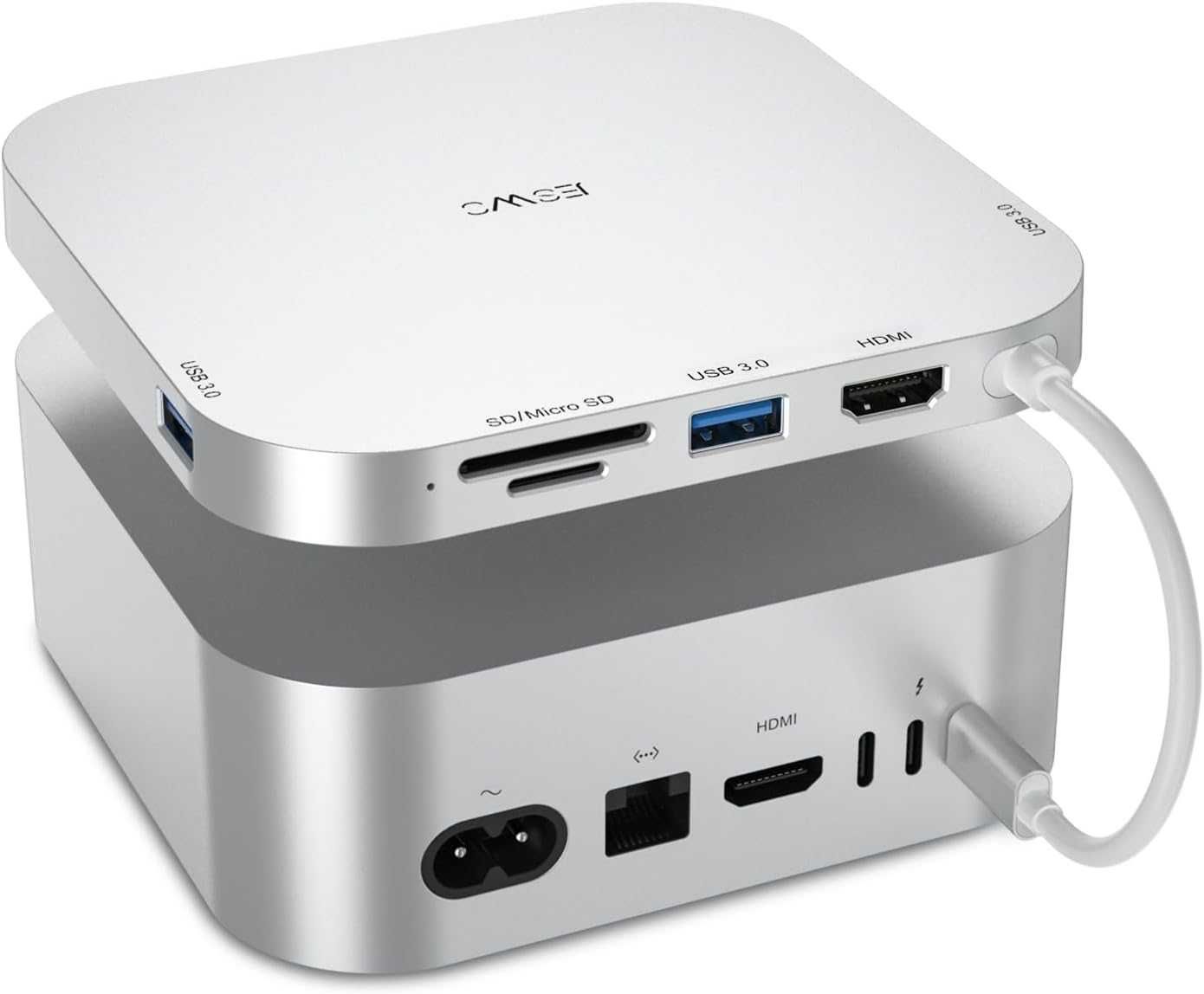 JESWO Докинг станция за Mac Mini M4/M4 Pro с 4K/60Hz HDMI,3 х USB 3.0