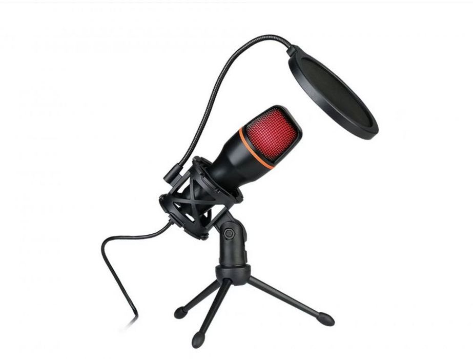 Microfon USB PRO RGB, cu trepied, anulare zgomot, podcast, gaming