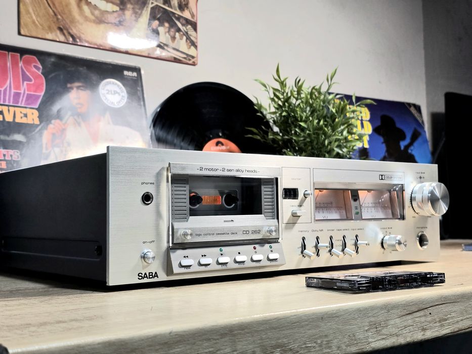 Casetofon deck SABA CD-262, retro argintiu, 2 motor, alloy heads