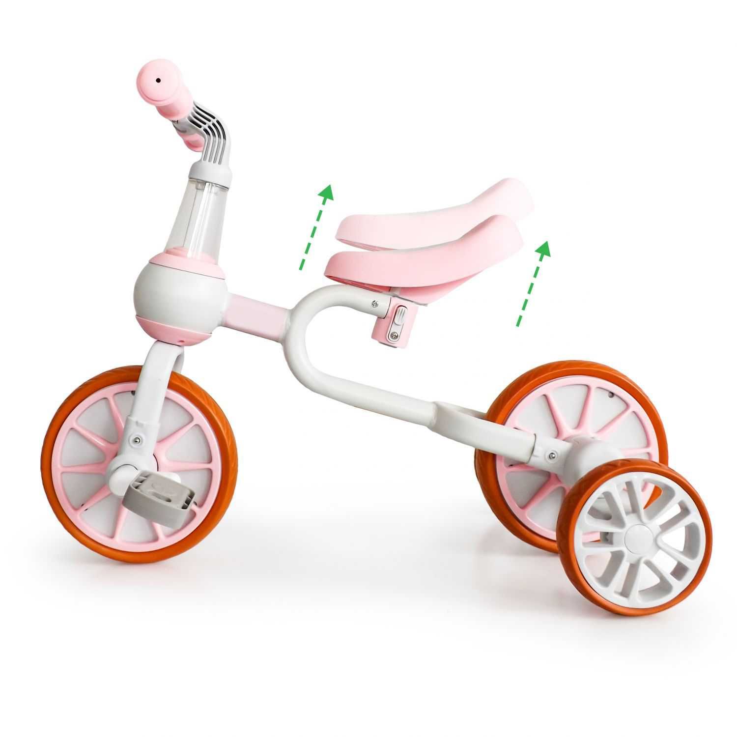 Tricicleta 4 in 1 cu pedale si roti ajutatoare detasabile, roz