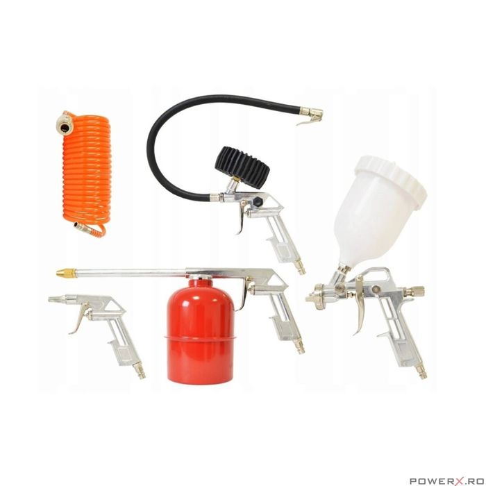Kit compresor, Set pistol suflat, vopsit, umflat, antifonat, furtun