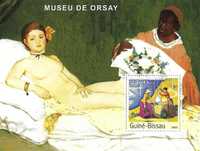 Super timbre colita nestampilata Guinea Bissau arta pictura Orsay