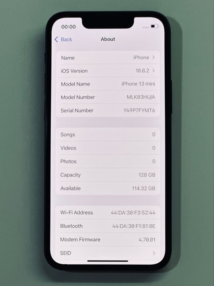 iPhone 13 mini Black 93% battery