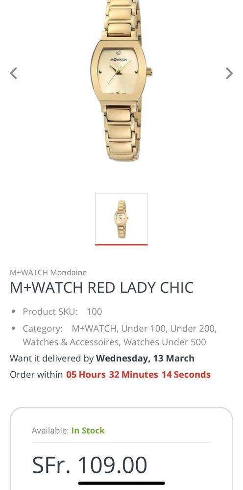 Швейцарски часовник M+WATCH RED LADY CHIC