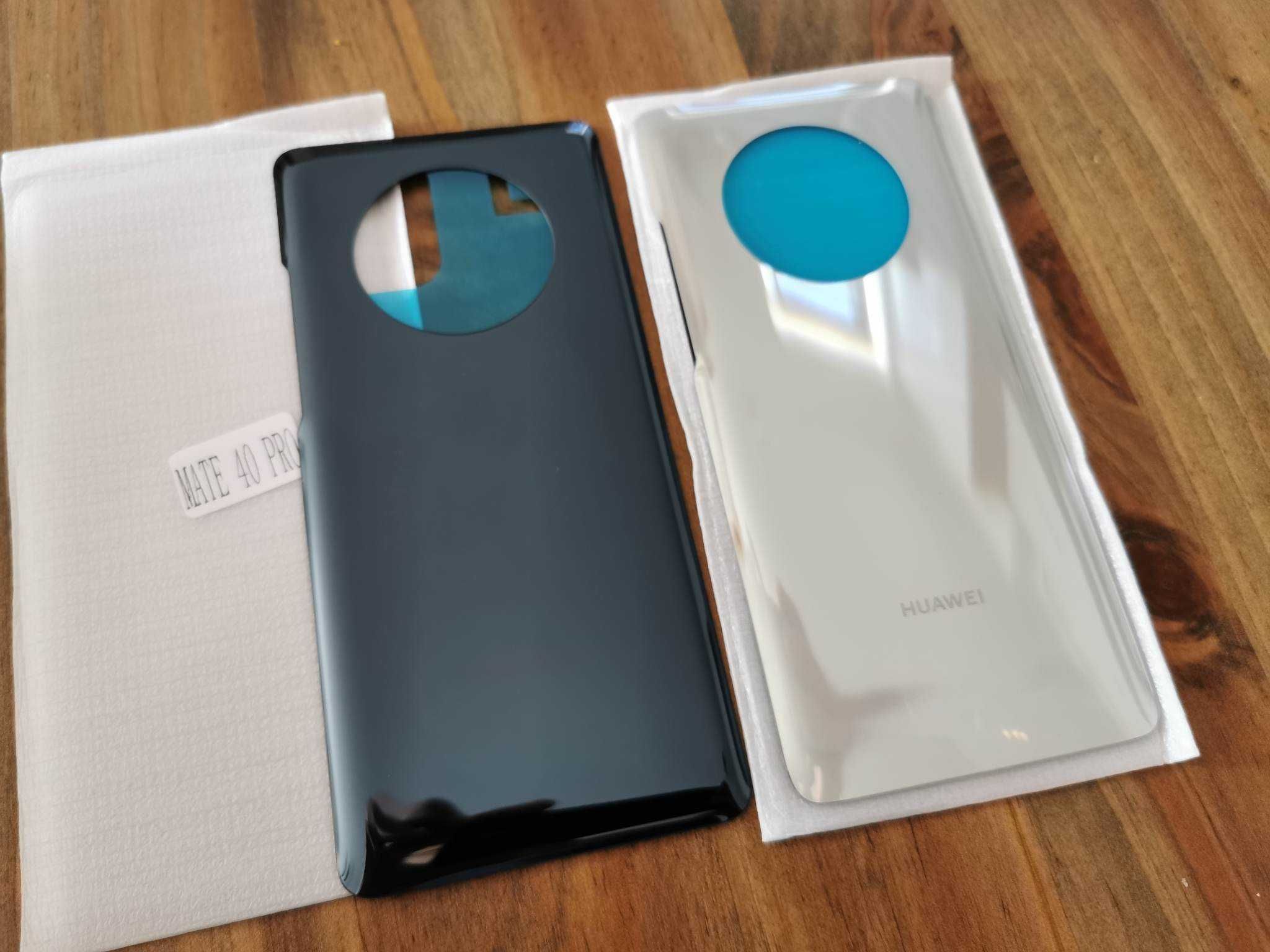 Capac Huawei Mate 40 Pro negru sticla + adeziv carcasa  spate