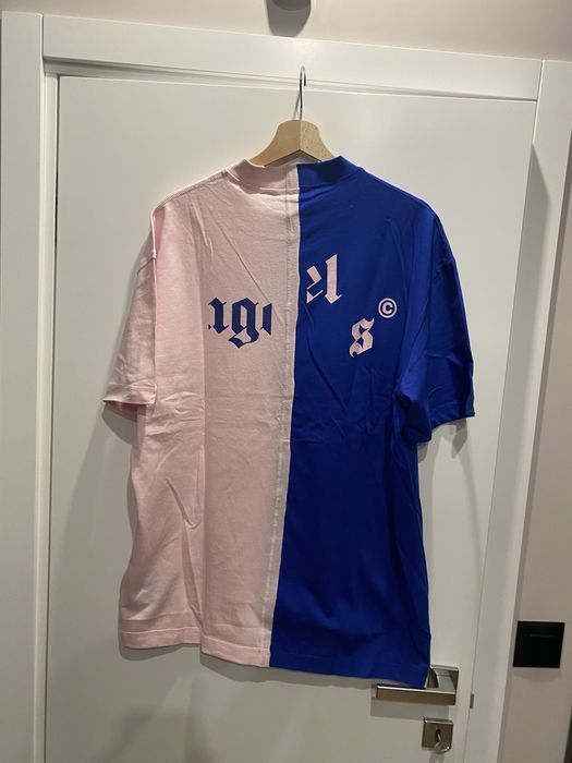 Тениска PALM ANGELS BROKEN LOGO PRINT Blue Pink.Струва 600лева.НОВА. L