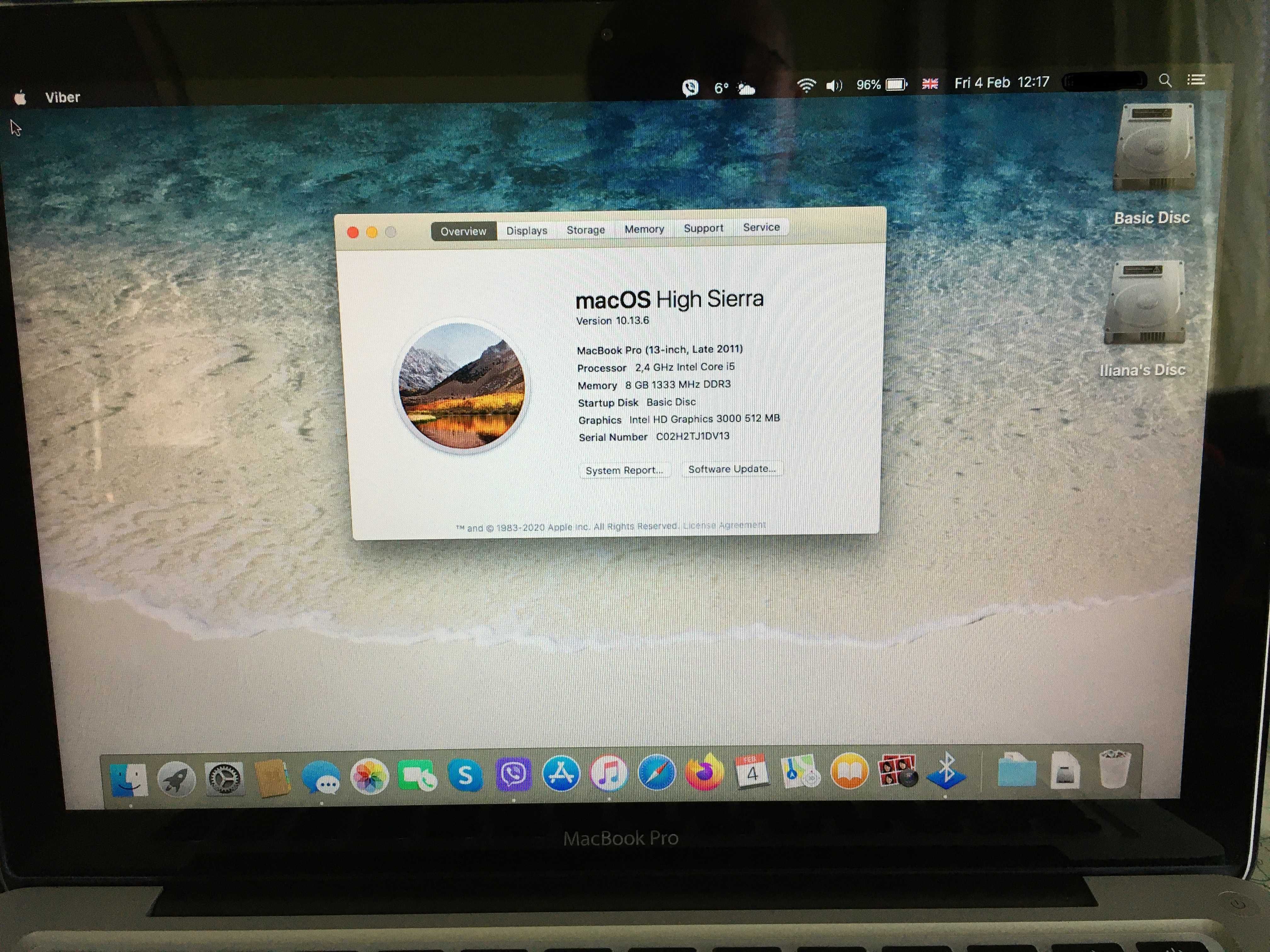 MacBook Pro 13 " от края на 2011 г., 8 GB RAM, 500 GB SSD