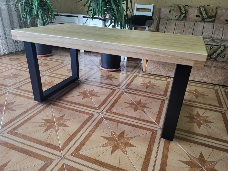 Masa blat stejar și structura din fier