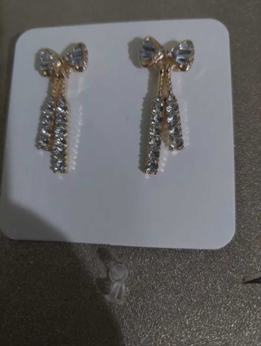 Cercei cu pietricele placati cu aur 24K