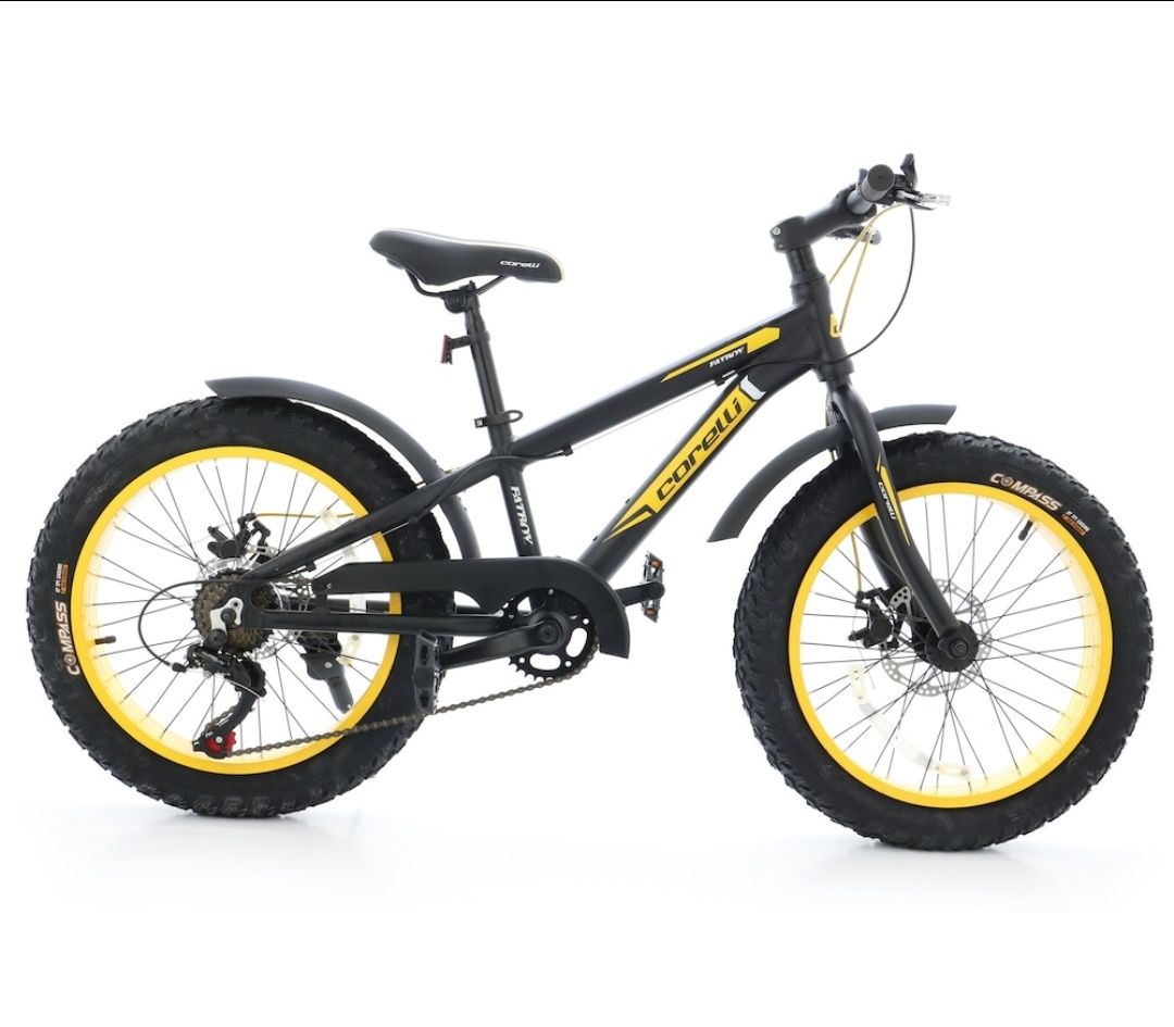 Bicicleta Corelli FatBike 20"culoare Negru / galben Shimano Frane Disc