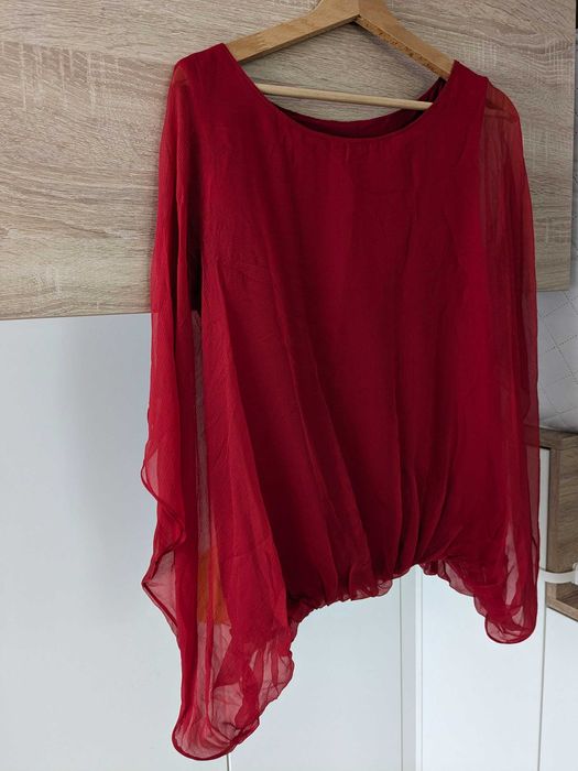 Depot 96 Bluza 100% matase rosie maneci fluture