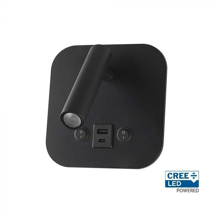 LED 8W Хотелска Стенна Лампа с Двустранно Осветяване V-tac USB и USB C