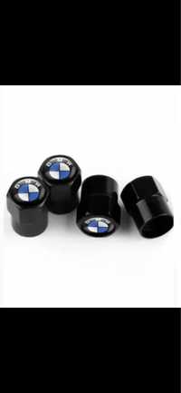 Set 4 Capacele Argintii/Negre/Ventil Valva Roata BMW/M Set 4 Capace