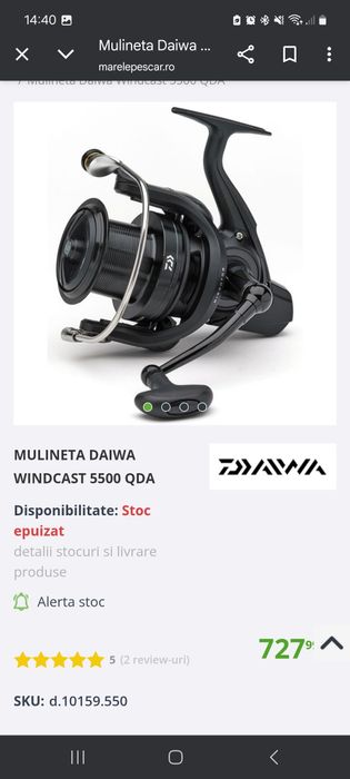 Set crap daiwa windcast: 2 lansete 3.90m 3,5lb/ 2 mulinete 5500qda