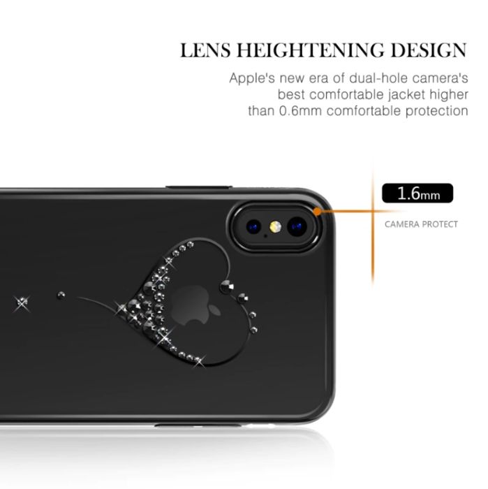 Husa Kingxbar pentru Apple iPhone X design Cristale Swarovski - Negru