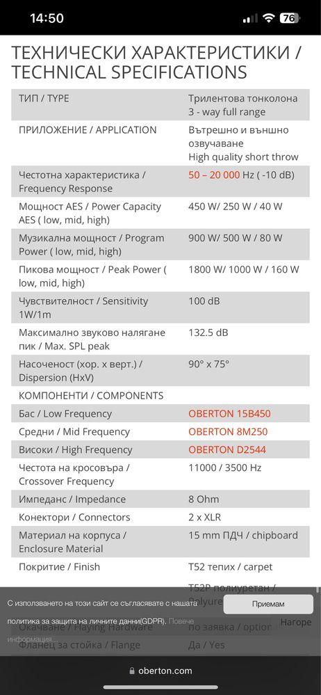 Продавам тонколони oberton t53 15”