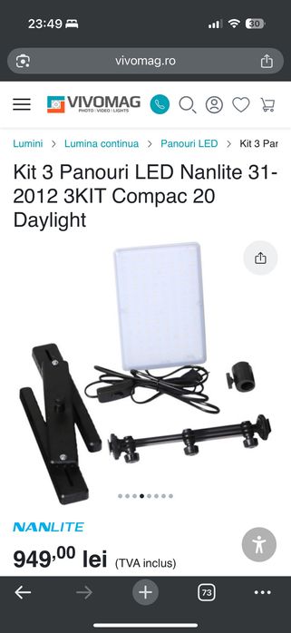 Nanlite Kit 3 lumini led Compac 20